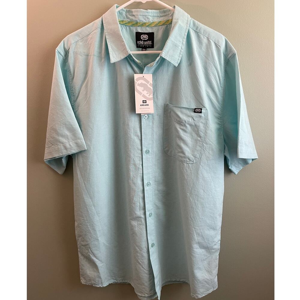 Mens Ecko UNLTD NEW Short Sleeve Button Down Blue size XXL